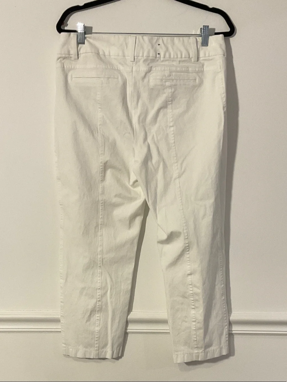 Women's White Cropped Dress Pants with Gold Zippers